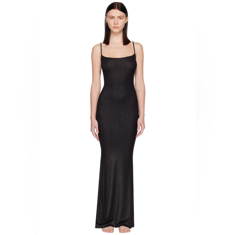 Black Soft Lounge Shimmer Maxi Dress